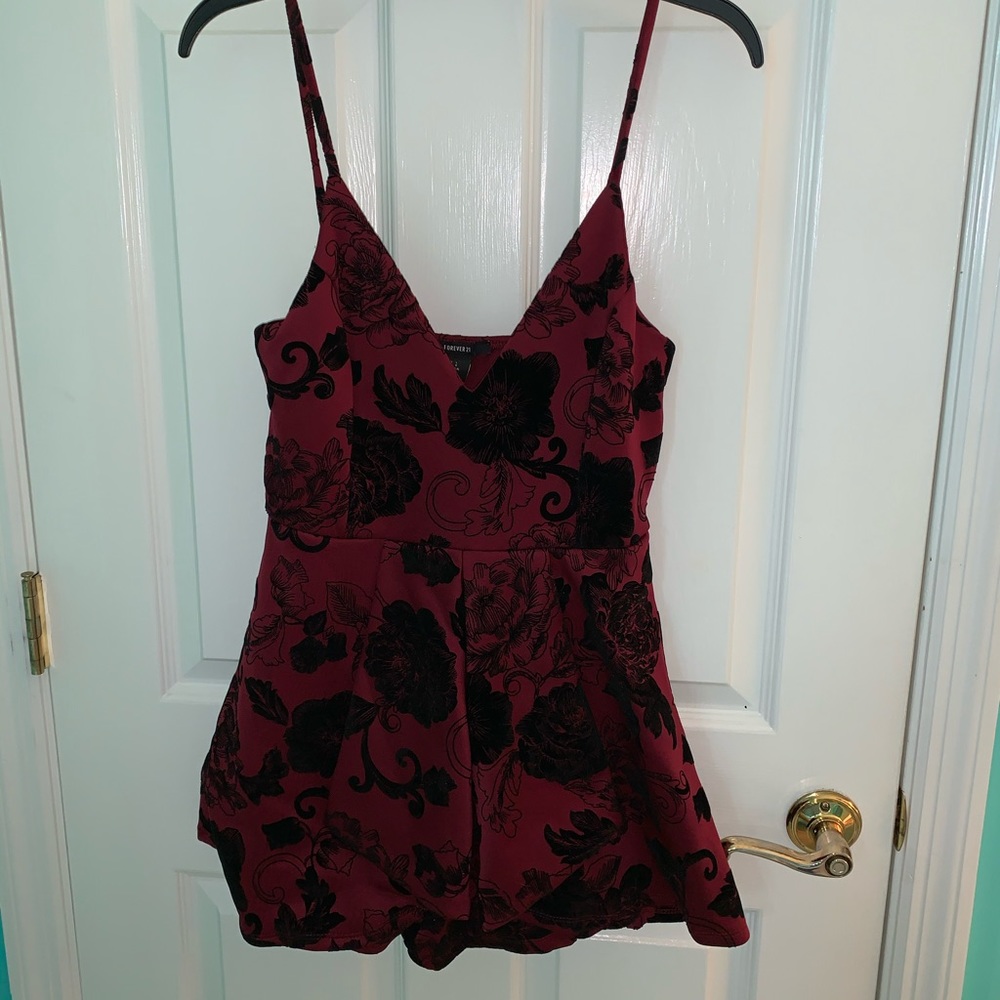 Spaghetti Strap Romper with Skirt Overlay